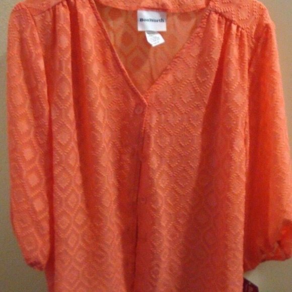 Bon Worth Women's Blouse Size SP CORAL NWT - Picture 2 of 9